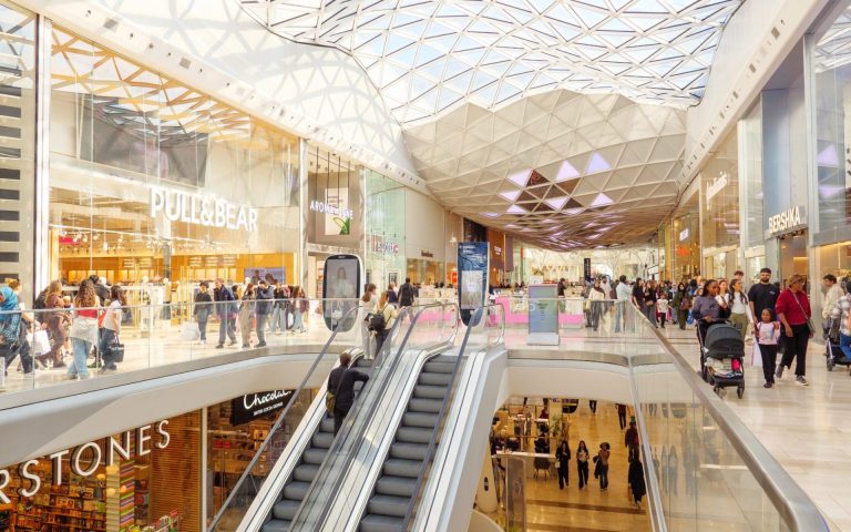 Escalator inside Westfield London, White City shopping centre
